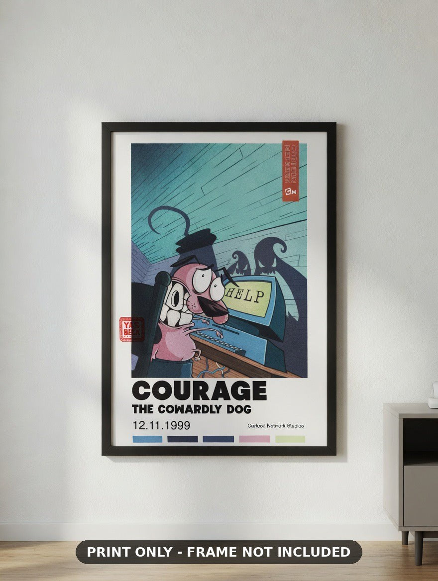 Courage Poster, Classic the Cowardly Dog Vintage Cartoon Art poster print - fan art wall decor, photo of the print