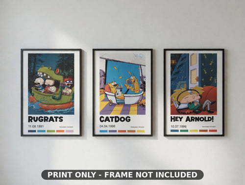 90S Cartoon Decor: Nickelodeon Rugrats, Hey Arnold, and CatDog Art Prints poster print - fan art wall decor, photo of the print
