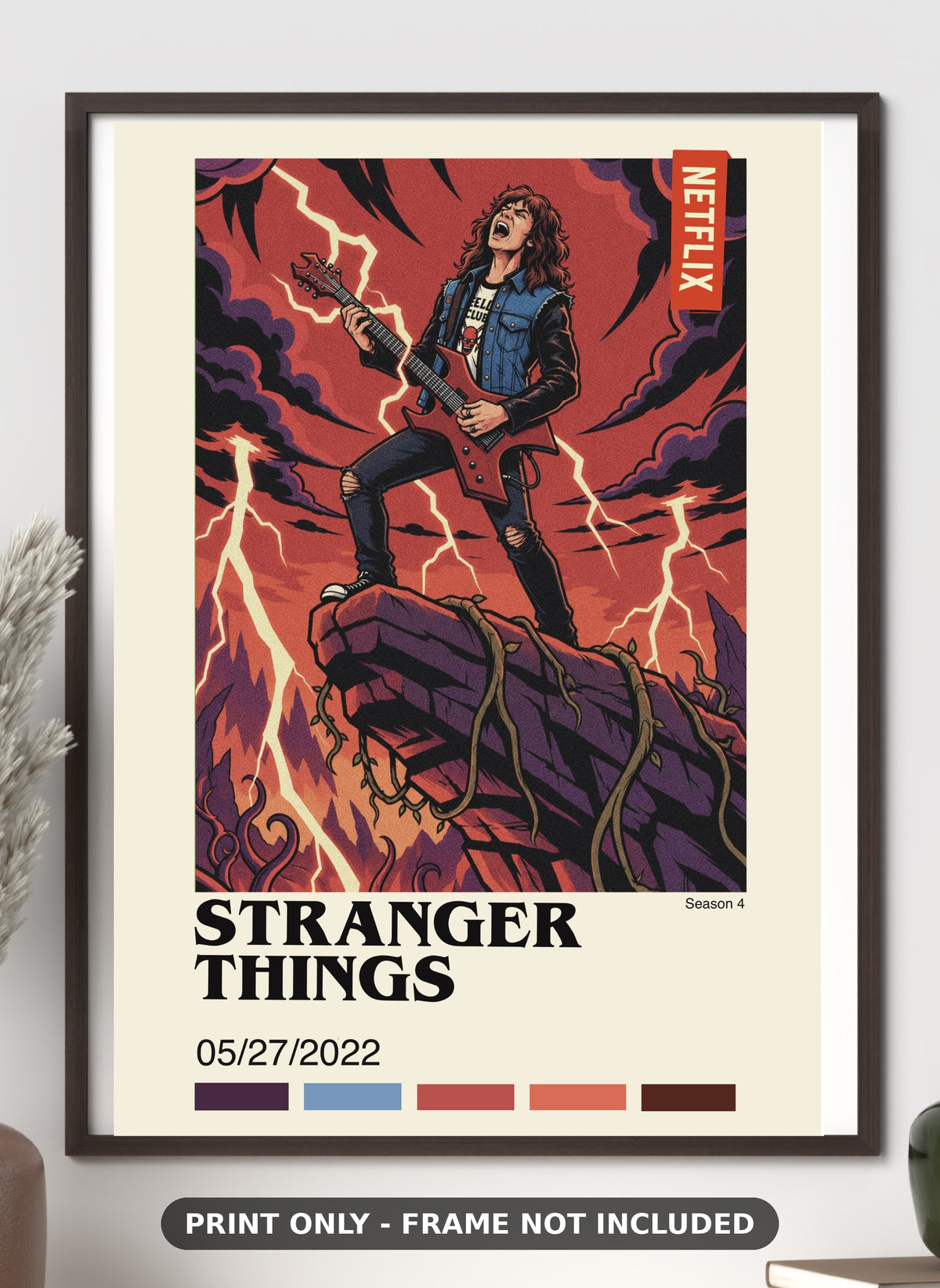 Stranger Things Eddie Munson UpsideDown Poster Art Wall season 4 Netflix (Copy) poster print - fan art wall decor on glossy photo paper