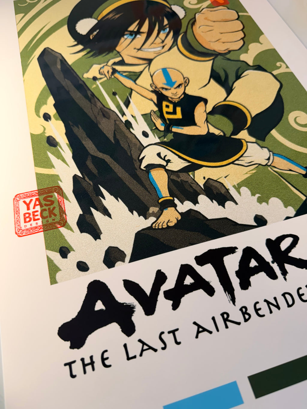 Avatar Poster Featuring Aang and Toph | Retro Anime Wall Art Print
