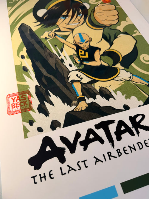 Avatar Poster Featuring Aang and Toph | Retro Anime Wall Art Print
