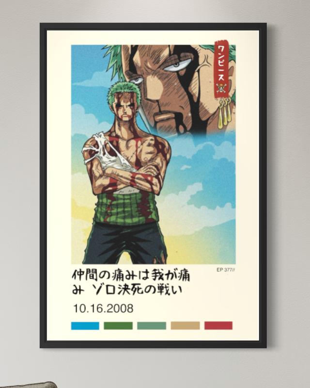 One Piece Poster Featuring Zoro, Glossy Print in Two Sizes