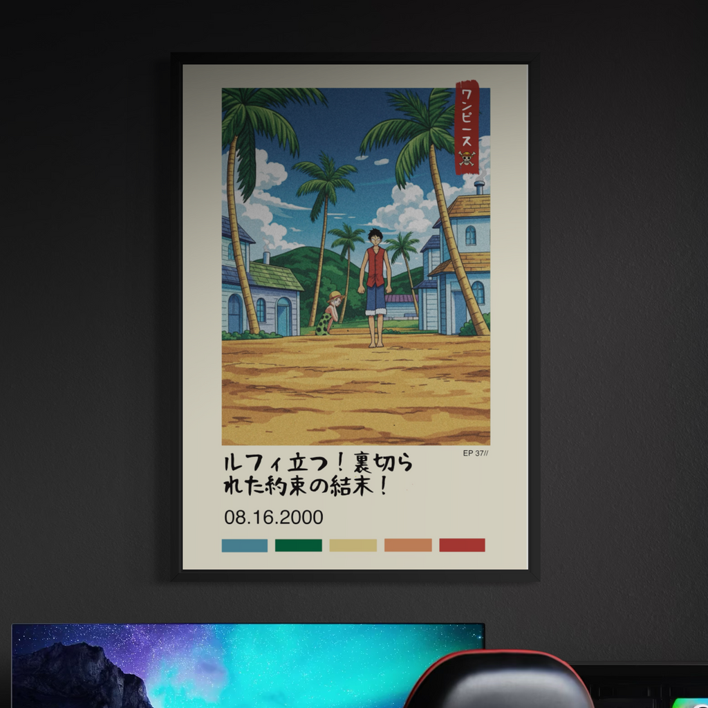 One Piece Poster Featuring Luffy and Nami, Glossy Print Wall Art