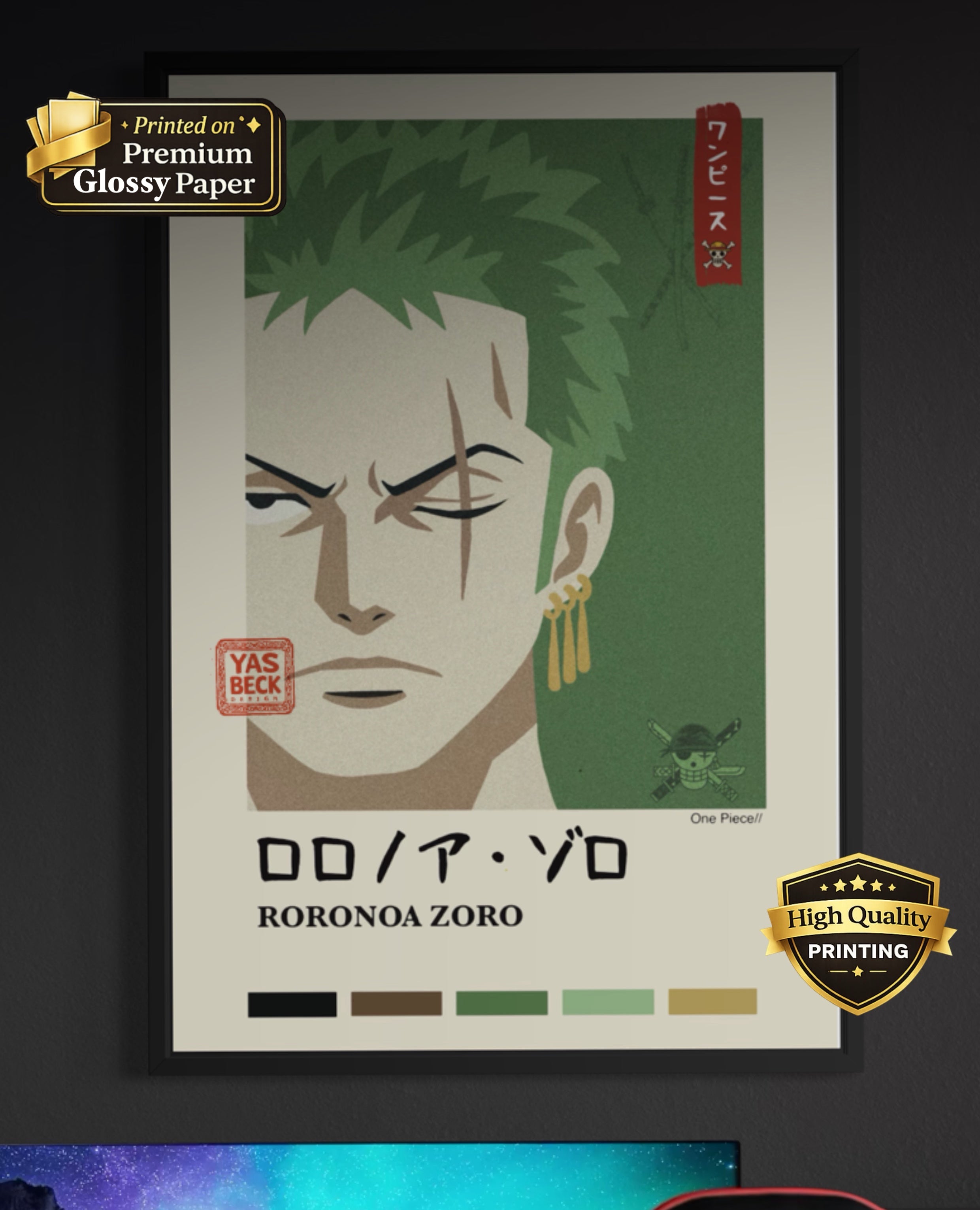One Piece Wall Art, Roronoa Zoro Poster in Two Sizes