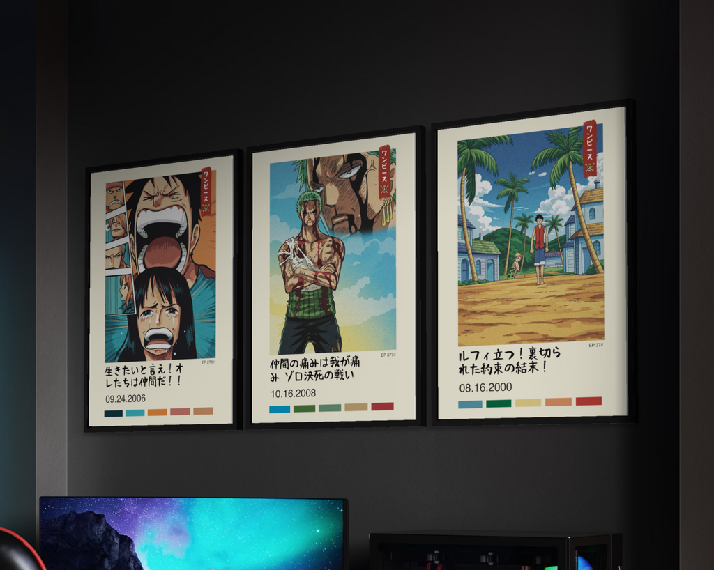 One Piece Wall Art Set, Iconic Anime Posters Featuring Zoro, Nami, and Luffy
