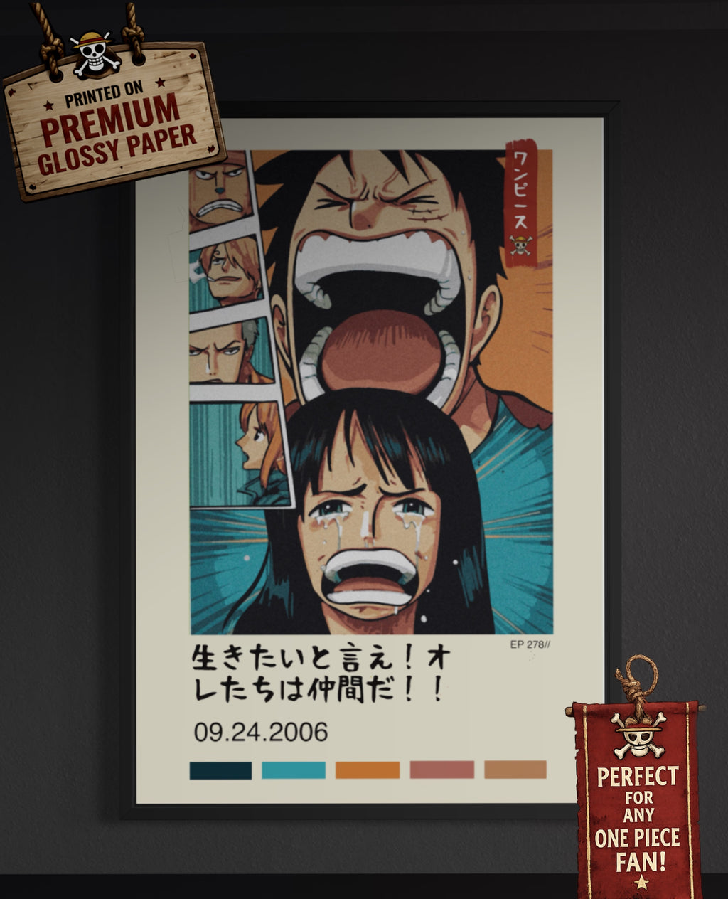 One Piece Poster, Luffy and Robin EP 278 Fan Art Print in Two Sizes