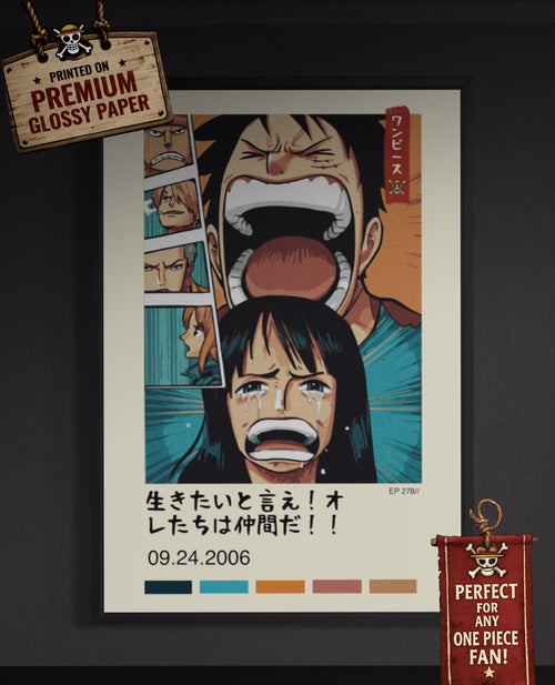 One Piece Poster, Luffy and Robin EP 278 Fan Art Print in Two Sizes