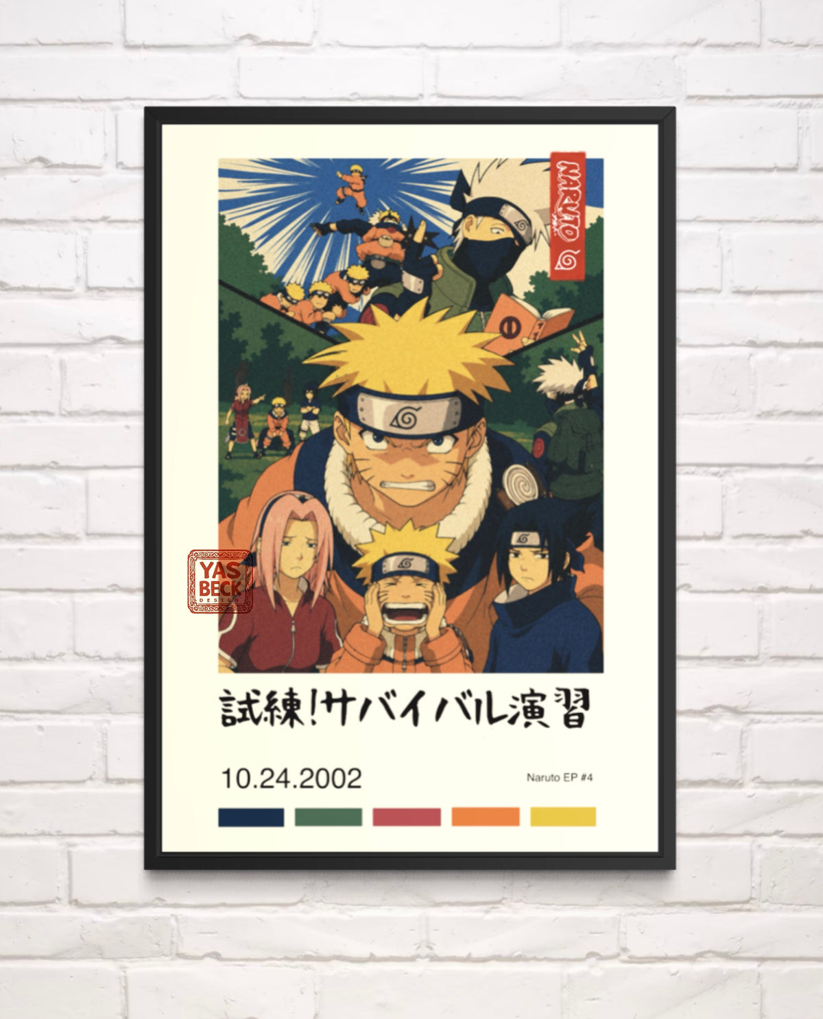 Naruto Vintage Anime Poster Set of 3 | Classic Naruto Art Prints | Team 7, Rock Lee & Sasuke | Japanese-Inspired Wall Art