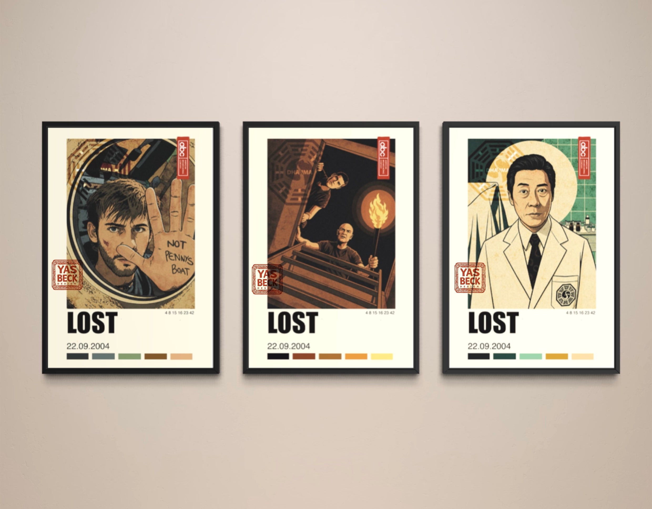 Lost Poster Set of 3 | Vintage TV Series Wall Art Prints