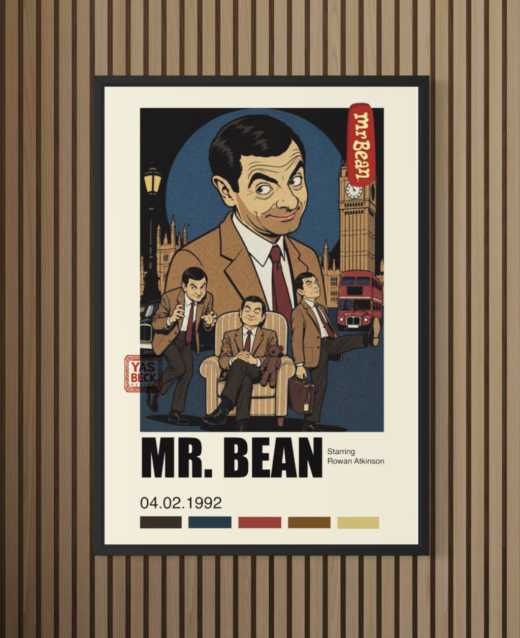 Mr Bean Poster | Vintage TV Art Featuring Rowan Atkinson | Retro Comedy Decor