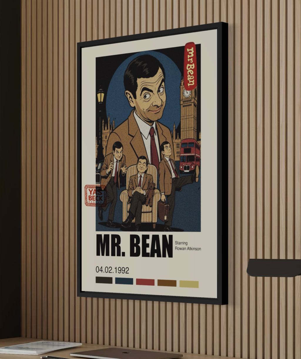 Mr Bean Poster | Vintage TV Art Featuring Rowan Atkinson | Retro Comedy Decor