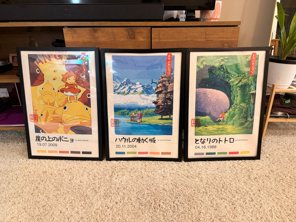 Studios Ghibli Poster Set, Totoro, Ponyo & Howl's Moving Castle Art Prints
