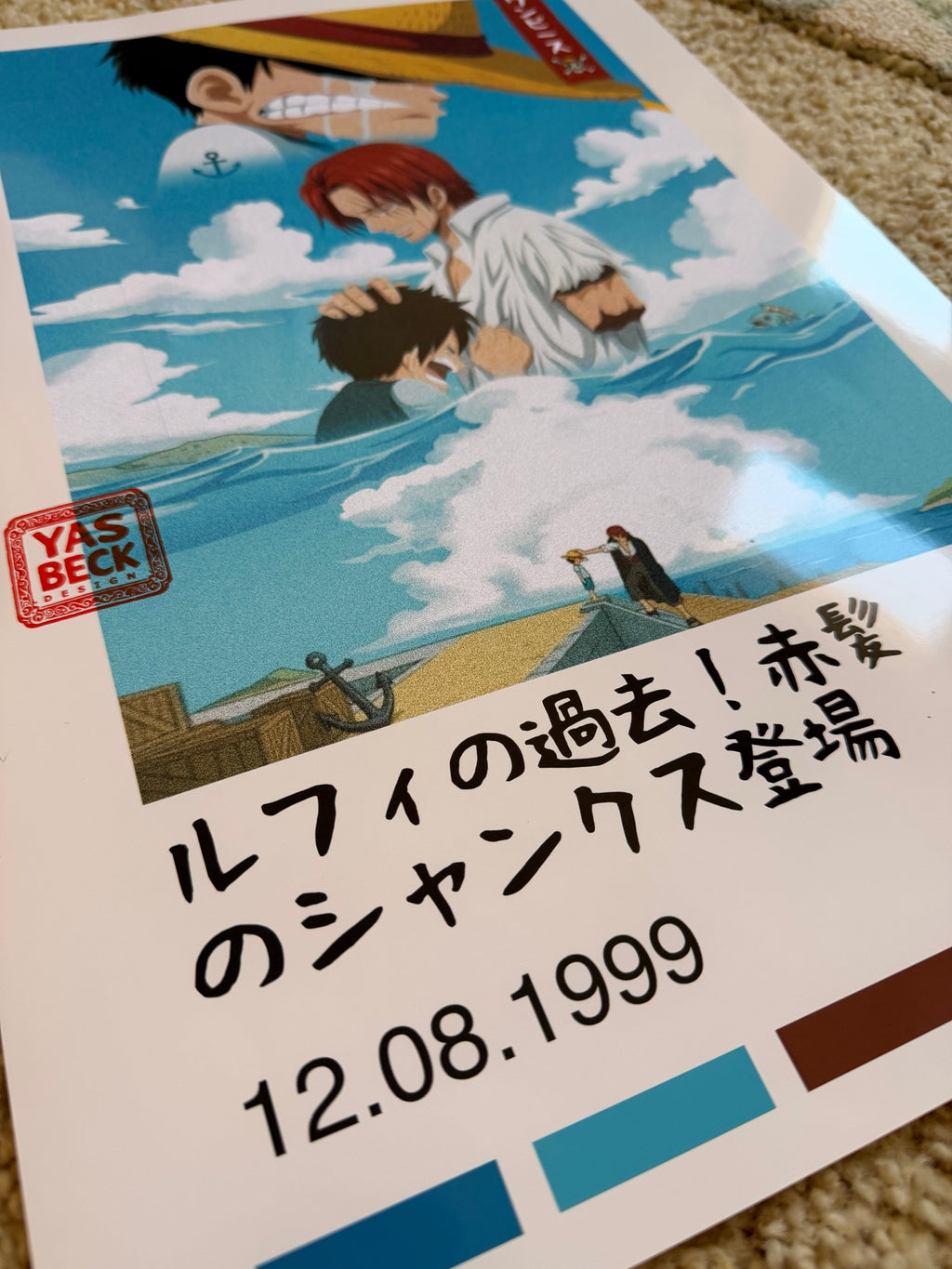 One Piece Poster Featuring Luffy and Shanks, Glossy Print Wall Art