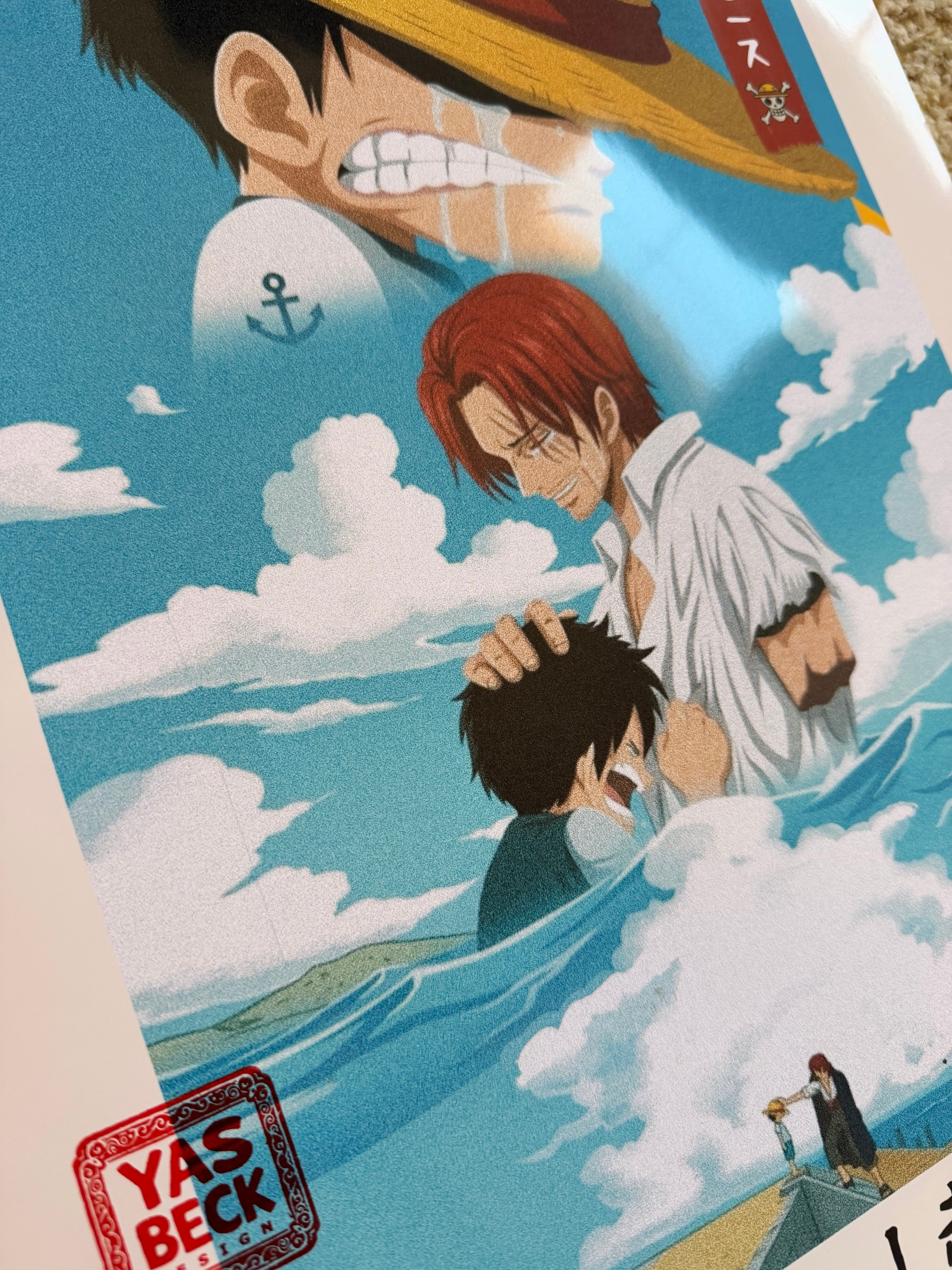 One Piece Poster Featuring Luffy and Shanks, Glossy Print Wall Art