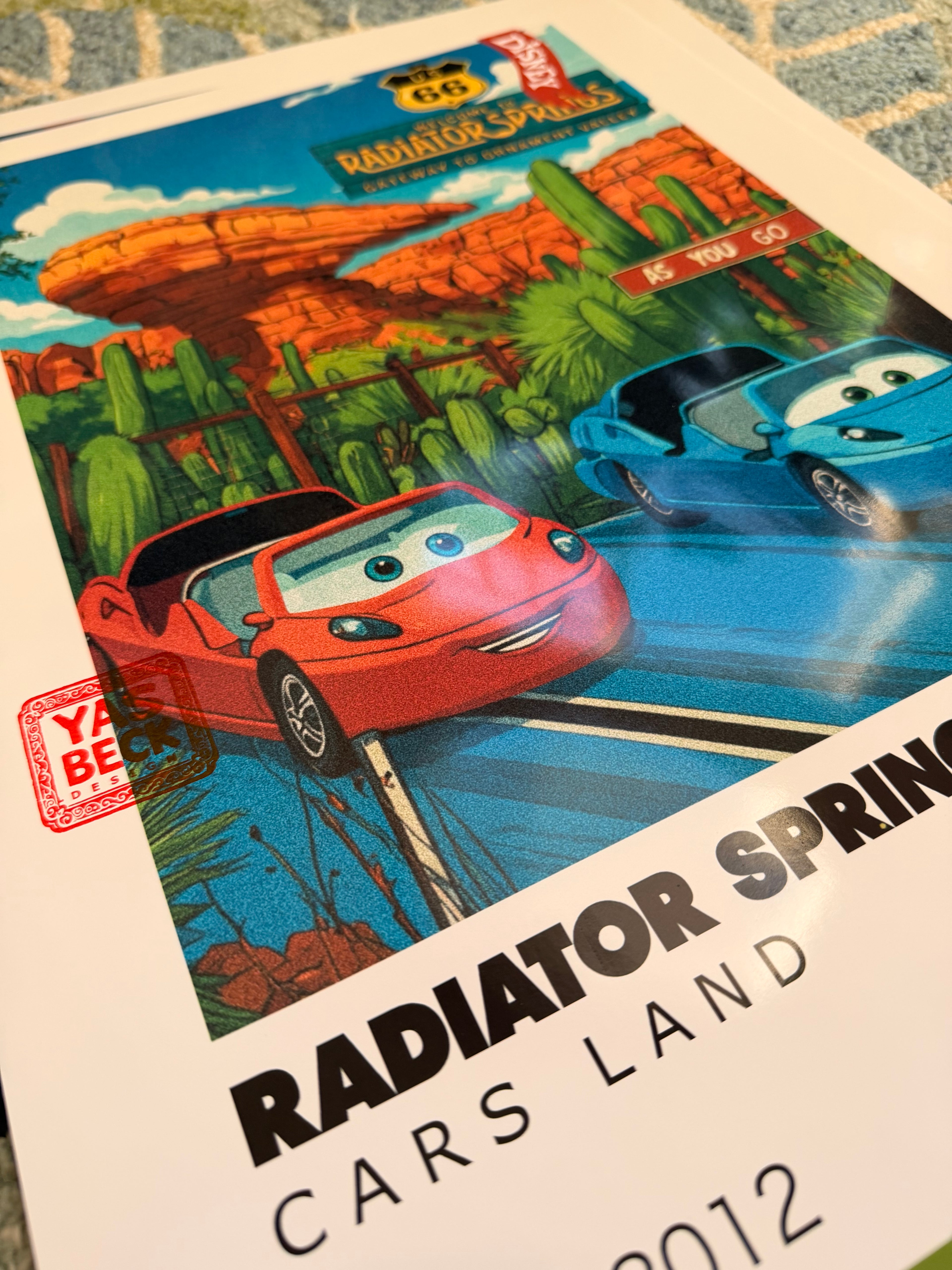 Disney Cars Poster, Radiator Springs Racers Theme Park Wall Art Print