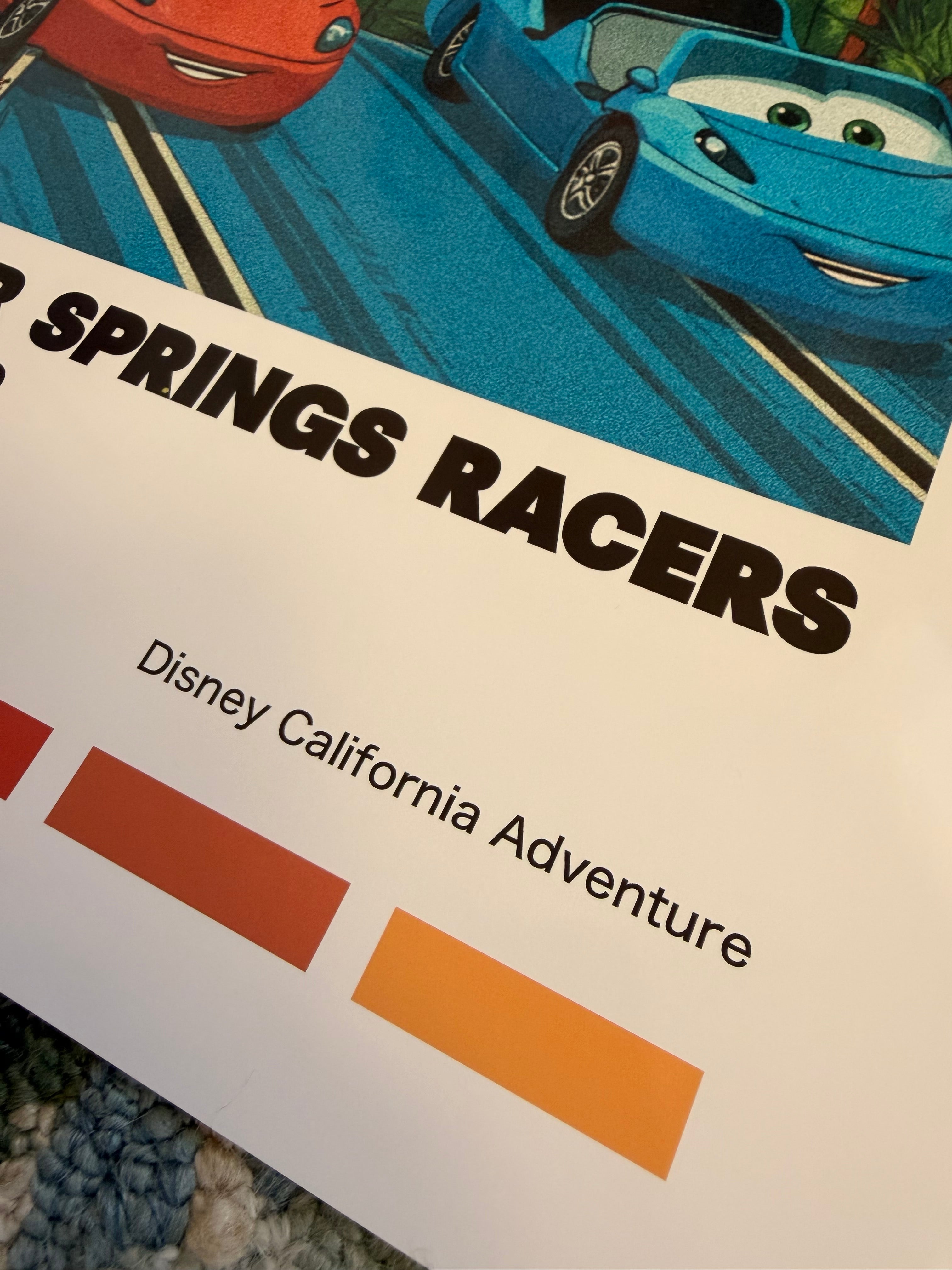 Disney Cars Poster, Radiator Springs Racers Theme Park Wall Art Print
