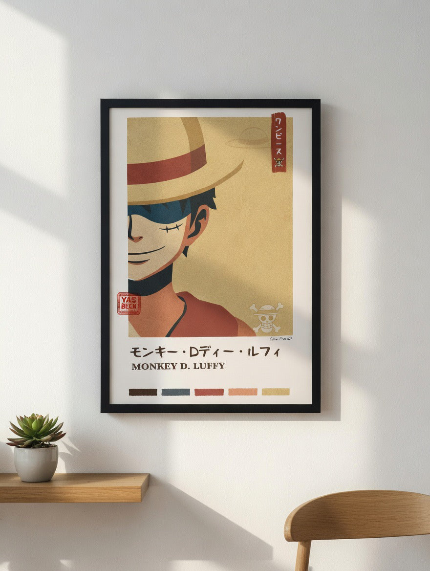 One Piece Poster, Luffy Wall Art Print in Two Sizes