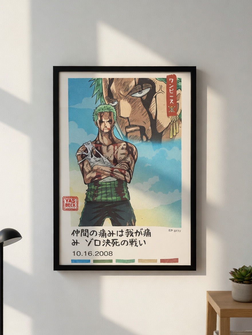 One Piece Poster Featuring Zoro, Glossy Print in Two Sizes
