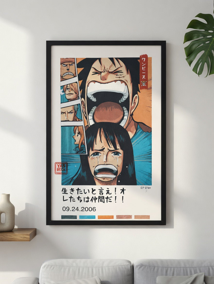 One Piece Poster, Luffy and Robin EP 278 Fan Art Print in Two Sizes