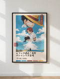 One Piece Poster Featuring Luffy and Shanks, Glossy Print Wall Art
