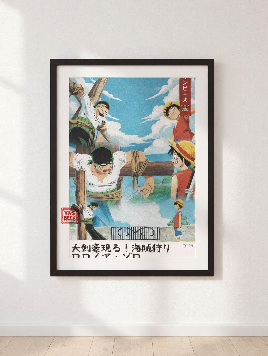 One Piece Poster Featuring Luffy and Zoro - Anime Wall Art Print