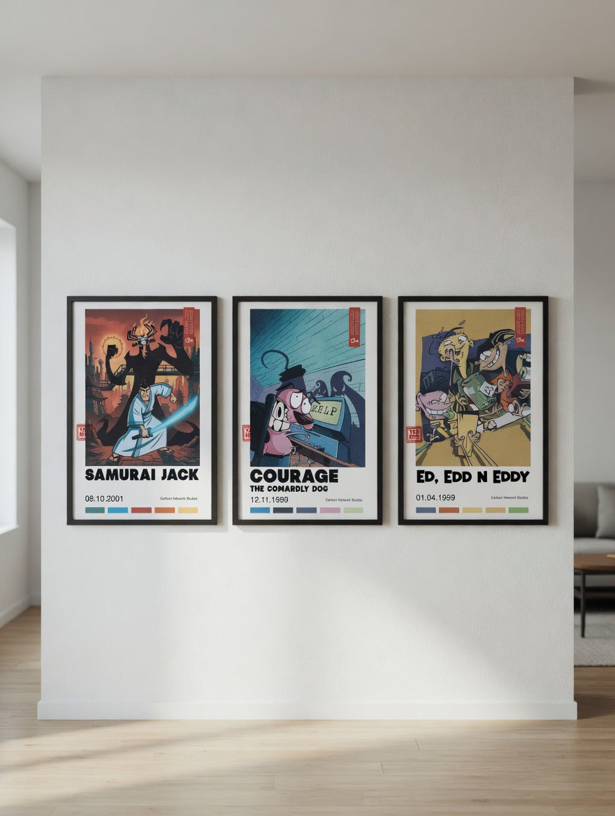 Samurai Jack, Courage Dog, Ed Edd n Eddy Cartoon Posters (Set of 3)