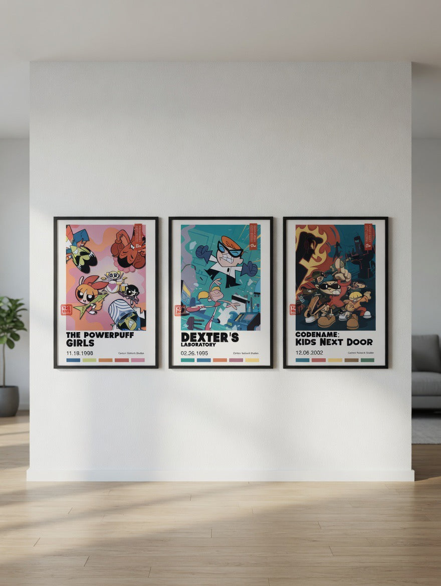 Samurai Jack, Courage Dog, Ed Edd n Eddy Cartoon Posters (Set of 3)