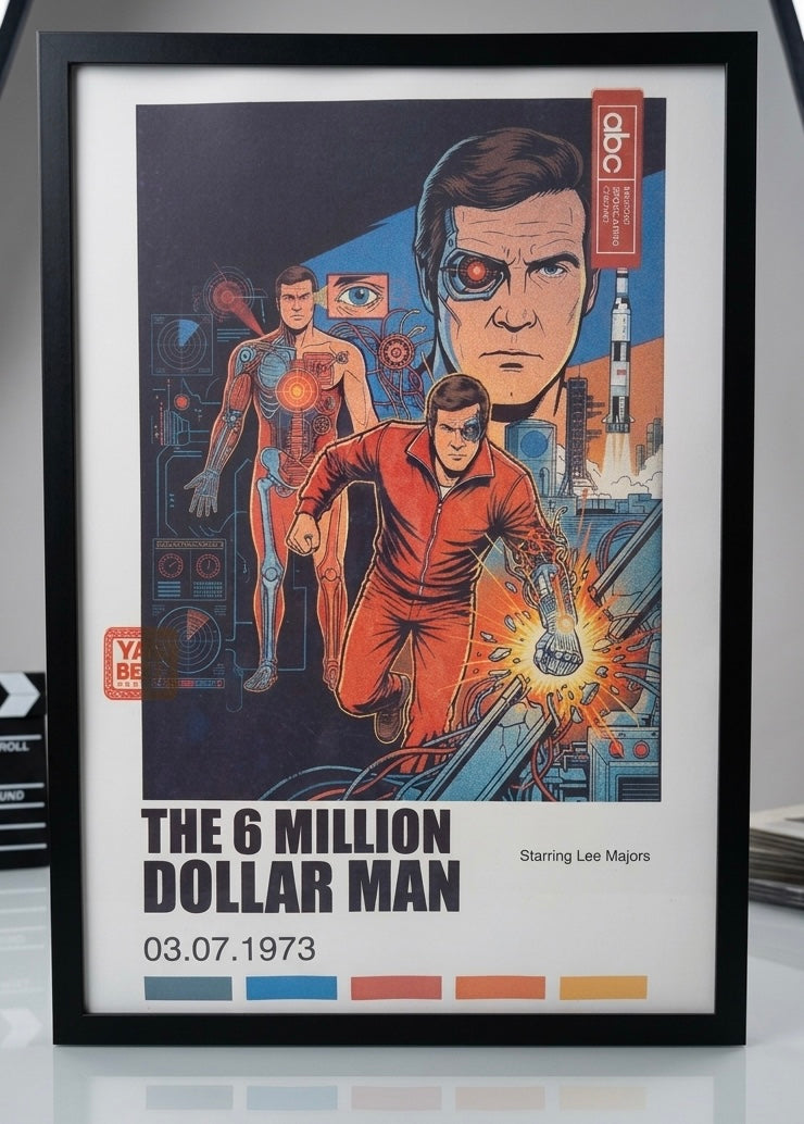 Six Million Dollar Man Poster - Vintage Lee Majors Print Wall Art